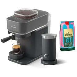 PHILIPS Baristina Siebträger Kaffeemaschine mit Milchaufschäumer 1kg Jacobs Kaffee