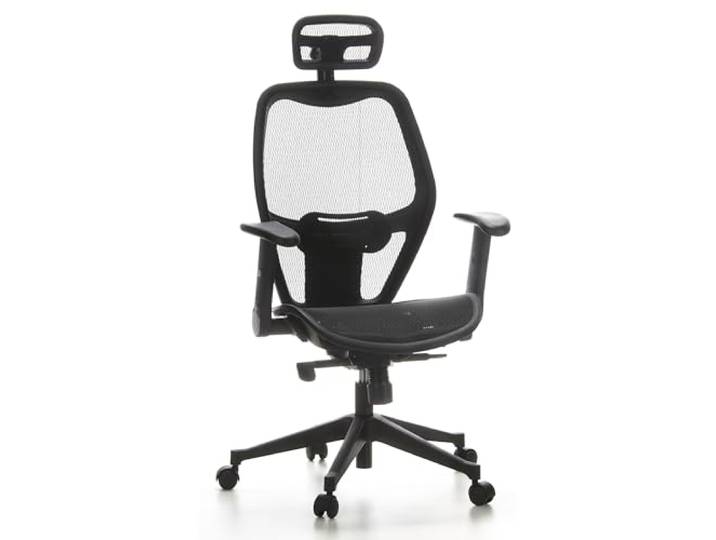 hjh OFFICE 653000 Profi Bürostuhl AIR-Port Netz Schwarz Drehstuhl mit Lordosenstütze, Armlehnen klappbar & verstellbar