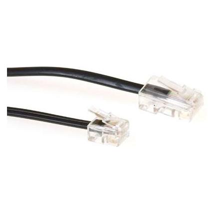 ACT Black 3 meter flat telephone cable with RJ11 and RJ45 connectors. Rj45-rj11 cable black 3.00m (TD5308)