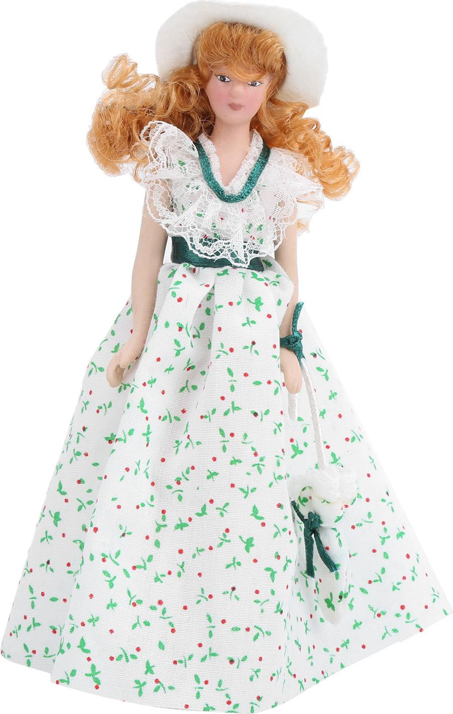 Gistuch Miniatuur porseleinen pop met groene jurk voor poppenhuis