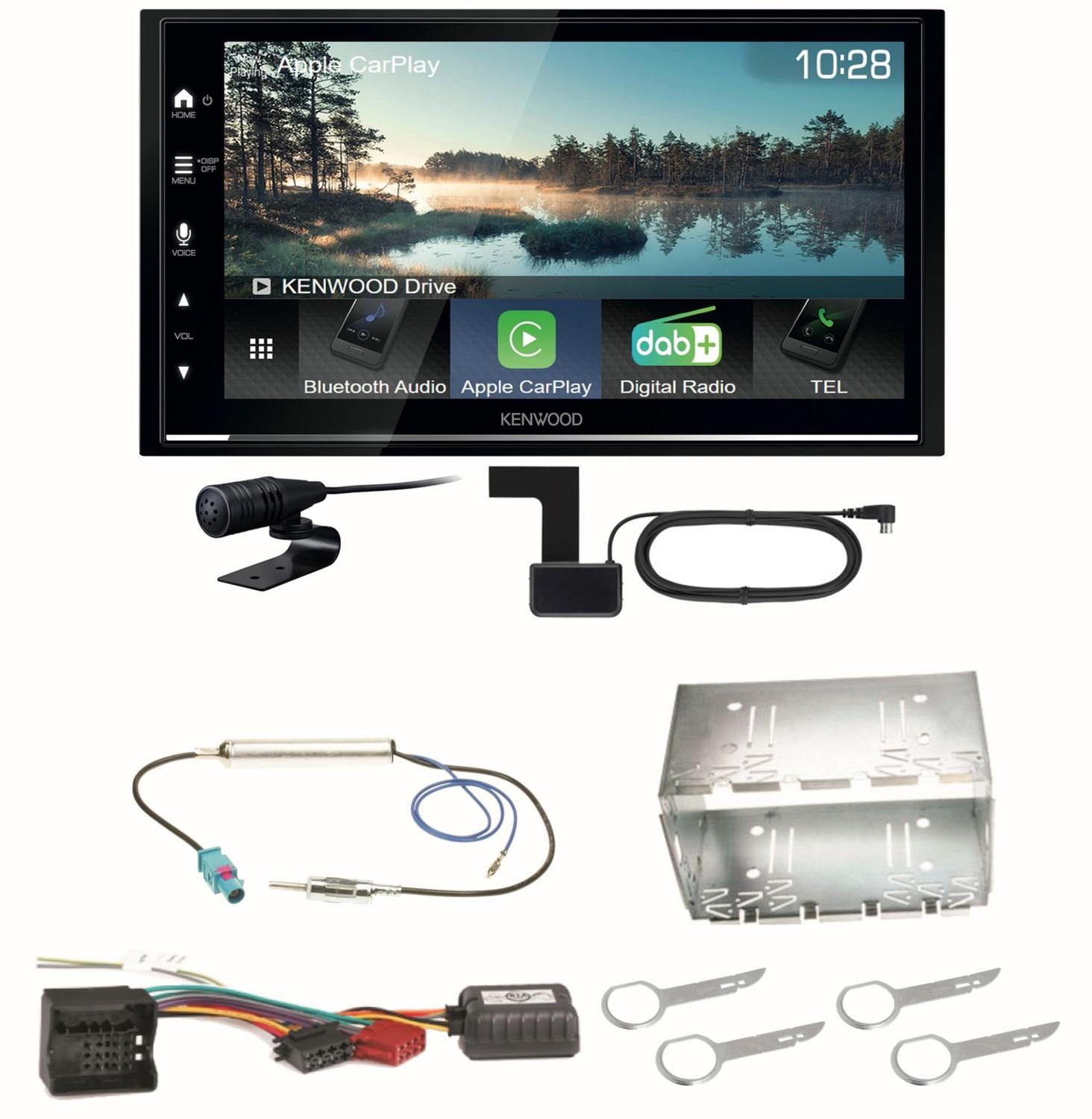 Kenwood DMX7722DABS Android Auto CarPlay Bluetooth Einbauset für Fox Polo 9N3