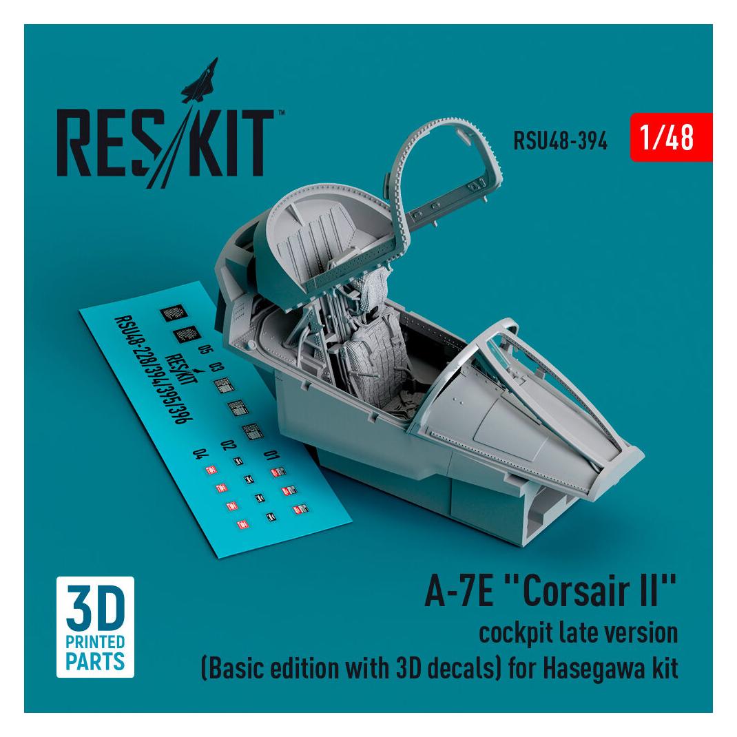 ResKit A-7E Corsair II cockpit late version (Basic edition with 3D decals) for Hasegawa kit (3D Printed) (RSU48-0394)