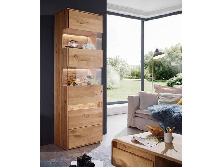 Vitrine rechts 63x207cm 'Berlin' Wildeiche massiv geölt