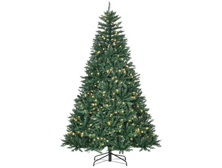 Homcom Künstlicher Weihnachtsbaum, 210 cm Christbaum mit 2154 Spitzen, 700 LED-Leuchte, Grün, Kunststoff, 210 cm, Dekoration, Weihnachtsdekoration, Christbaum & Zubehör