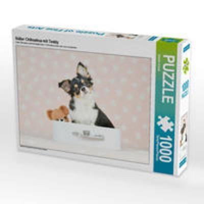 CALVENDO Puzzle Süßer Chihuahua mit Teddy | 1000 Teile Lege-Größe 64x48cm Foto-Puzzle für glückliche Stunden