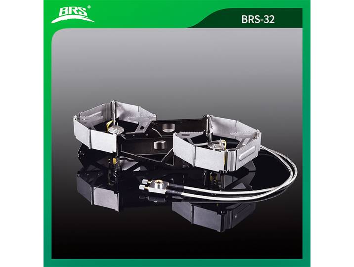 Réchaud de camping pliable BRS-32, brûleur double portable, résistant au vent, fourneau de randonnée, contrôle réglable gratuit, cuisinière à gaz