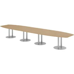 bümö Konferenztisch XXL KT52 in Eiche Säule in Silber