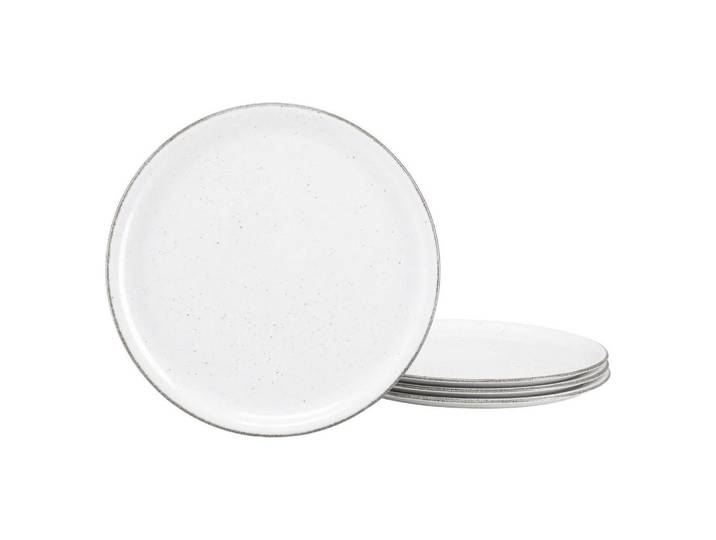 Creatable Pizzatellerset Vintage Nature Weiss, Creme, Keramik, 4-teilig, rund, stapelbar, Geschirr, Teller, Teller-Sets