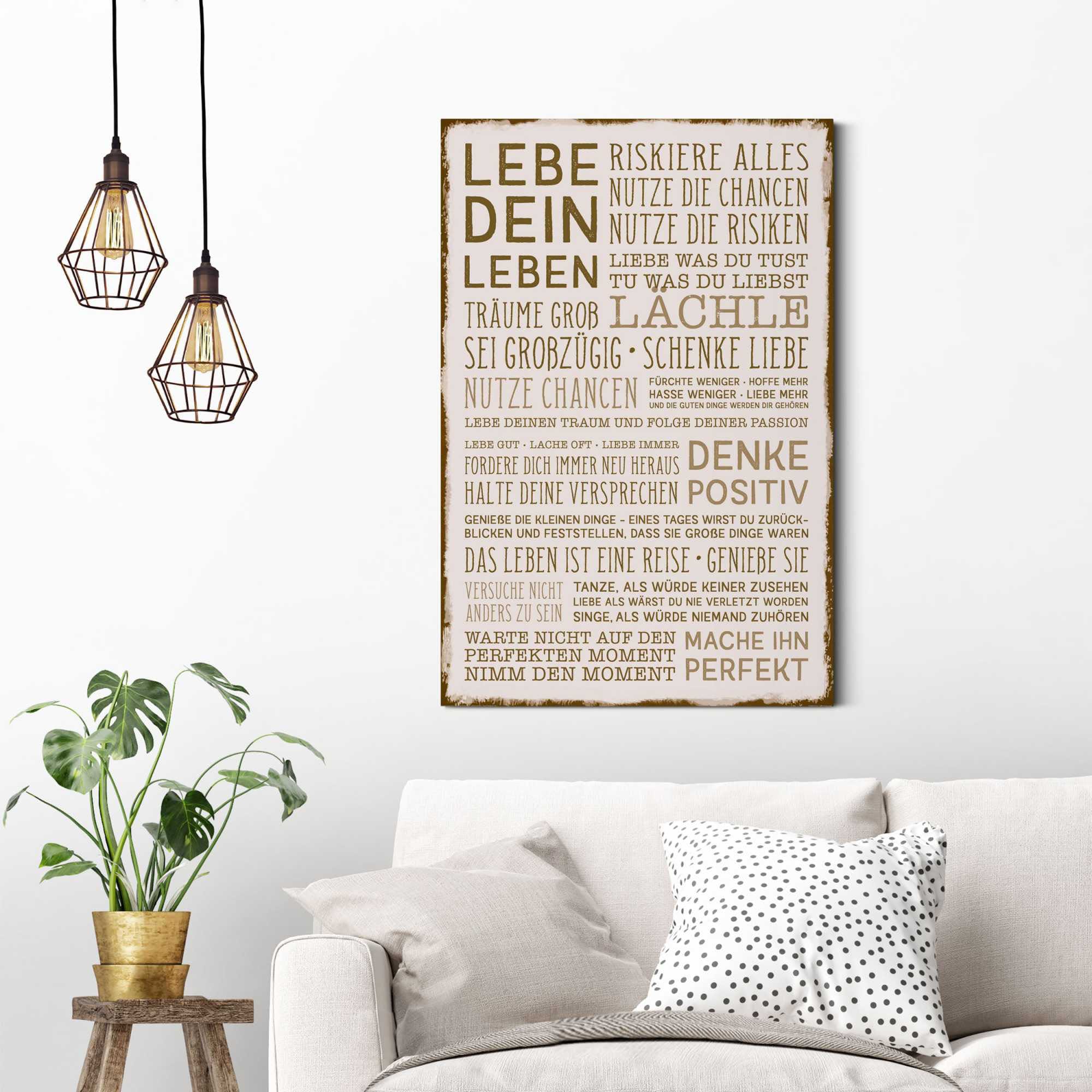 Reinders! Deco-Panel REINDERS "Denke positiv", braun (farbe bild(er): natur, braun), B:60cm H:90cm, Hartfaserplatte, MDF, Bilder, Deco-Panel farbe bild(er): natur, braun B/H/T: 60cm x 90cm, Deco-Panel Hochformat