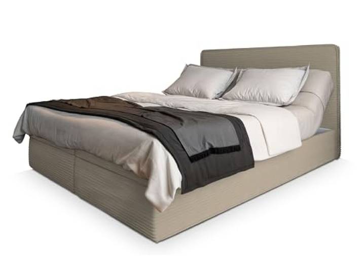 Masseno Boxspringbett Astor 180x200 cm Komplett-Set mit Matratze und Topper, Polsterbett mit Zwei Bettkästen -Beige, Lincoln 83