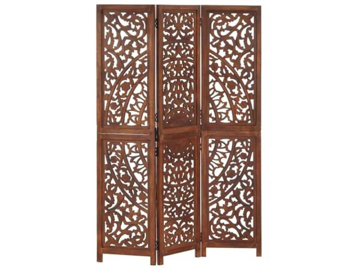 vidaXL Mangoholz Massiv Raumteiler 3-TLG. Handgeschnitzt Klappbar Trennwand Paravent Umkleide Sichtschutz Spanische Wand Braun 120x165cm