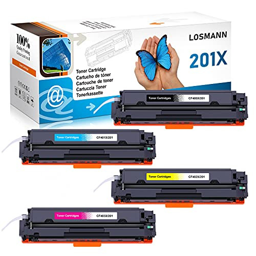 LOSMANN 4x Toner Cartridges compatibel met HP CF400X CF401X CF402X CF403X 201X 201A CF400A voor HP Color LaserJet Pro M252dn M252dw M252n en M270/M274/M277 Series