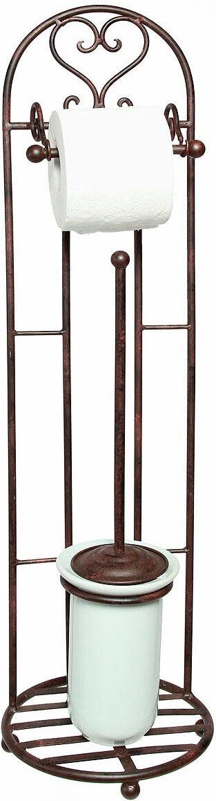 Toilettenpapierhalter AMBIENTE HAUS "Antik", braun, B:21cm H:81cm, Eisen, Keramik, Toilettenpapierhalter, Toilettenpapierhalter, antikbraun