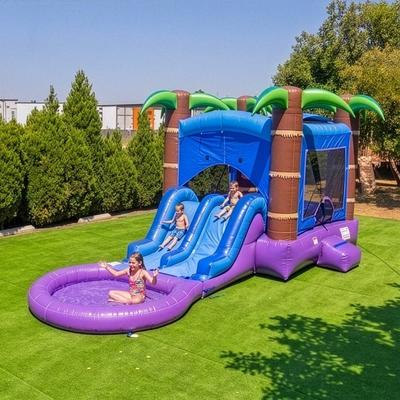 HeroKiddo 14 Ft. Enchanted Forest Bounce House Dual Lane Water Slide for Kids, Wet/Dry Inflatable, No Blower Included