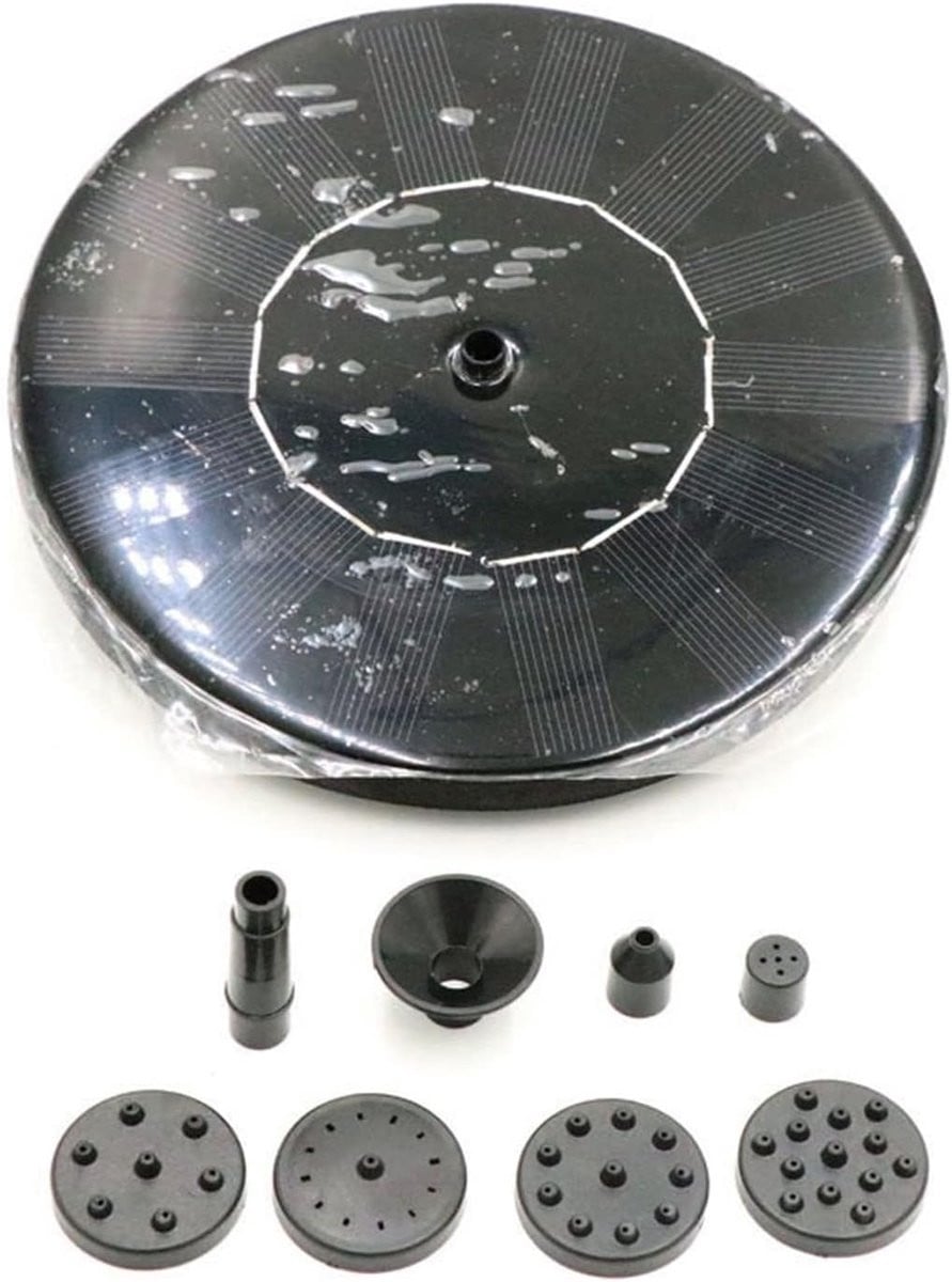 Zwarte Drijvende Fontein met Zonne-energie Waterpomp voor Tuindecoratie, Diameter: 18 cm