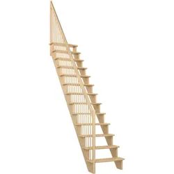 DOLLE Raumspartreppe Wangentreppe Lyon, 65 cm, Geradelaufend,Holzgeländer rechts,Kiefer,versiegelt