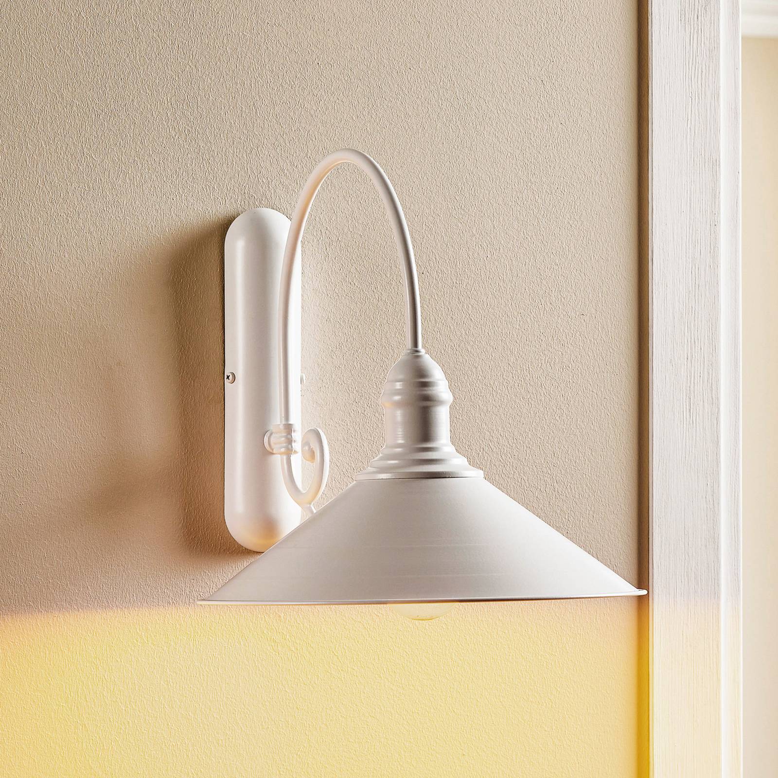 Wandlampe Elmo Argon, dimmbar, weiß / opal, für Wohn- / Esszimmer, Metall, Landhaus / Rustikal, Wandleuchte, Wandlampe Innen