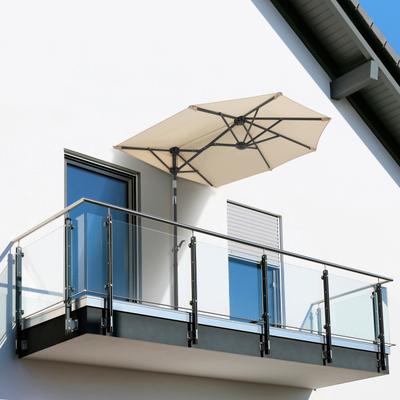Balkonschirm SCHNEIDER SCHIRME "Salerno mezza", beige (natur), Obermaterial: 100% Polyester, Standschirme, mit Schutzhülle, ohne Schirmständer