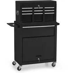 M MCombo 2 in 1 Werkstattwagen inkl. Koffer mit 6 Fächern, 1 Schrank & 6 Haken, Werkzeugwagen Leer ohne Werkzeug, Rollwagen Metall Abschließbar, für Werkstatt, 33x81x108cm, 0097
