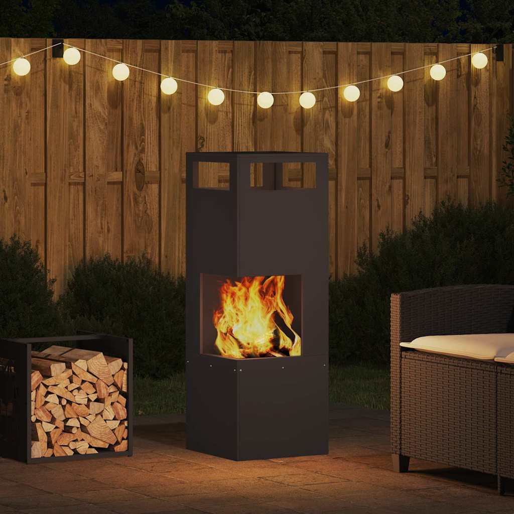 vidaXL Bassin de feu Noir 35 x 35 x 100 cm Acier patiné