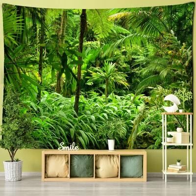 Inspired Finds Towering Forest Tree Tapestry Boho Psychedelic Wall Hanging Nature Mural 90.55x70.87in jungle Depths