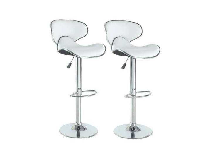 Ouistore® 2 pièces tabourets de bar bistrot blanc papillon style mode bar Réglable Blanc