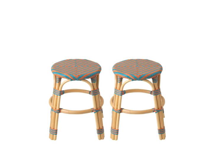Lot de 2 tabourets bistrot tressés orange