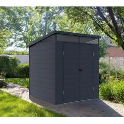 Westmann Kunststoff Gerätehaus Topia M | mit Pultdach | Anthrazit | 2x2 m - Anthrazit