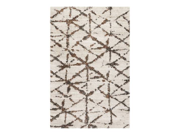 Tapis à poils longs design géométrique beige chiné et brun 160x225