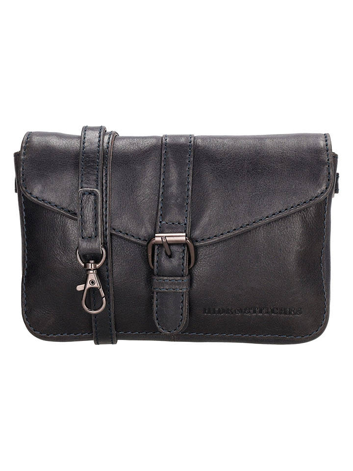 HIDE & STITCHES Leder-Umhängetasche "Porto" in Dunkelblau - (B)19 x (H)11,5 x (T)5 cm - onesize