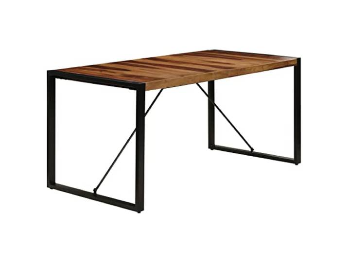Fisinber Esstisch 160x80x75 cm Massivholz Akazie Küchentisch Metall Industriedesign Holztisch für Esszimmer und Küche, Unikat aus Akazie mit robustem Stahlgestell, einfache Montage.