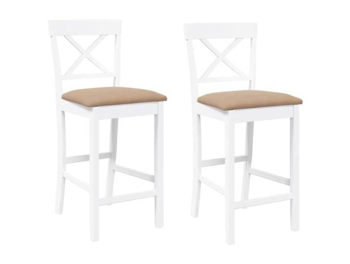 Makastle Barhocker mit Kissen 2 STK. Weiß Massivholz Gummibaum