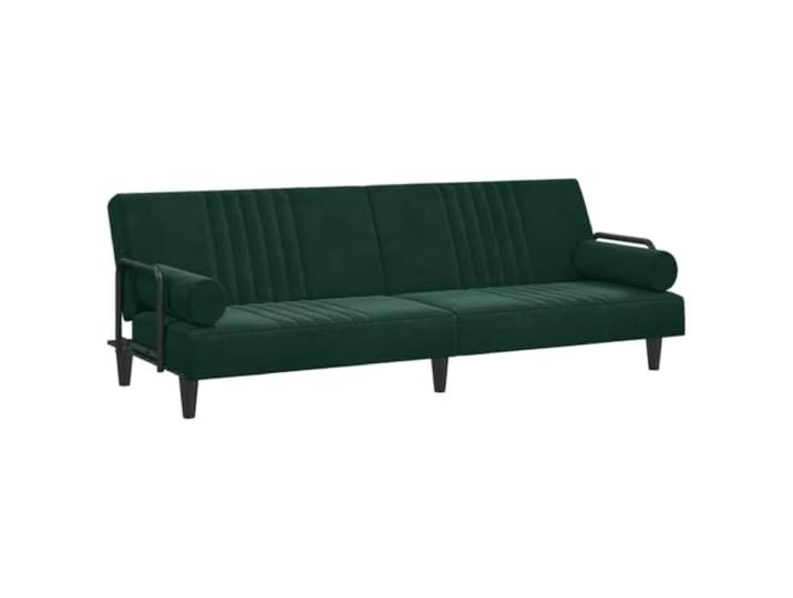 Makastle SchlafSofa Couch mit Armlehnen Dunkelgrün Samt