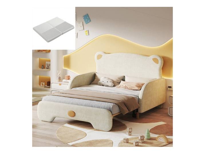Thanaddo Himmelbett Doppelbett in Bärenform, Polsterbett, Kinderbett, Tagesbett