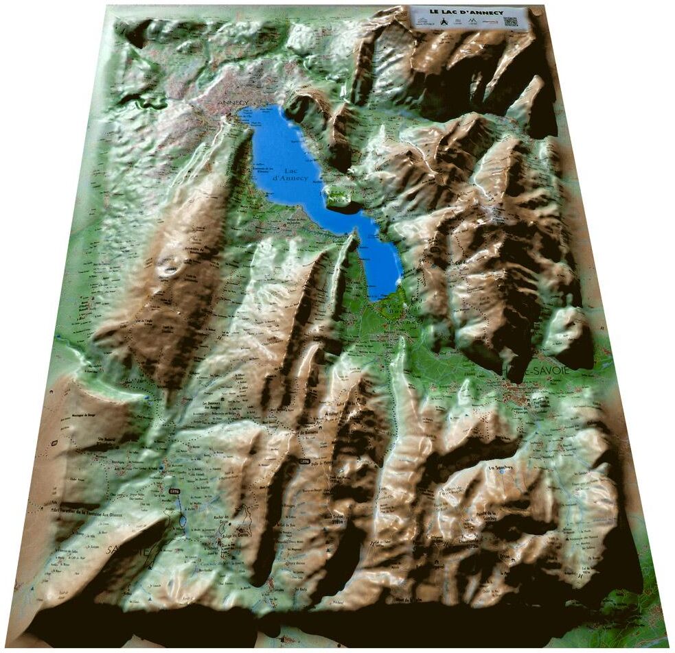 3DMAP  - Pack Carte 3D Annecy + Cadre 43x63 cm - Carte 3D