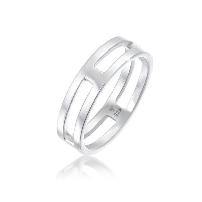Silberring KUZZOI "Ring Herren Bandring Steg Massiv 925 Silber" Gr. 60, silber, Fingerringe, Herren, 60, Silber 925 (Sterlingsilber), Silberring