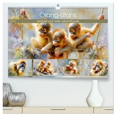 Orang-Utans. Verspielt und voller Lebensfreude (hochwertiger Premium Wandkalender 2027 DIN A2 quer), Kunstdruck in Hochglanz