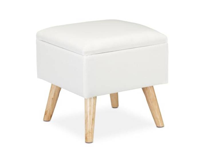 Helloshop26 Hocker mit Aufbewahrung für dekorative Füße, 40 x 40 x 40 cm, aus Leinen, weiß, 13_0008757