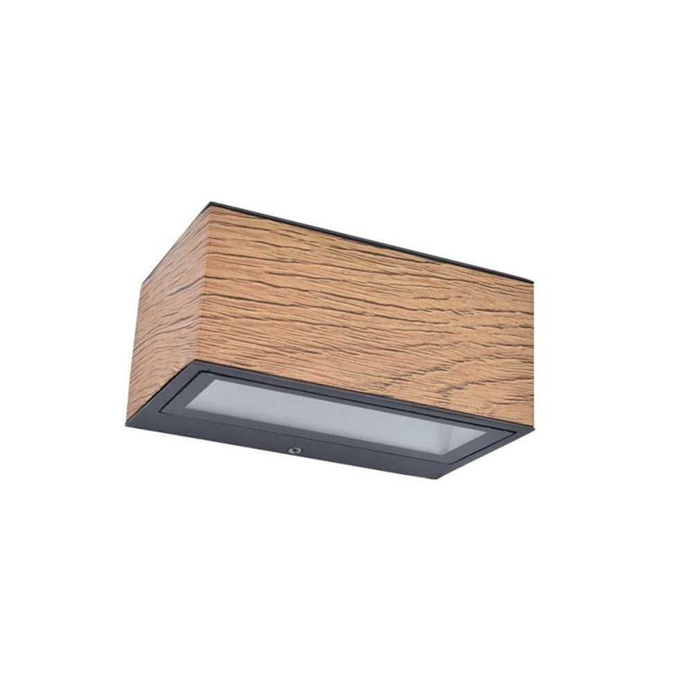 LUTEC Wandlamp Gemini antraciet met houtlook