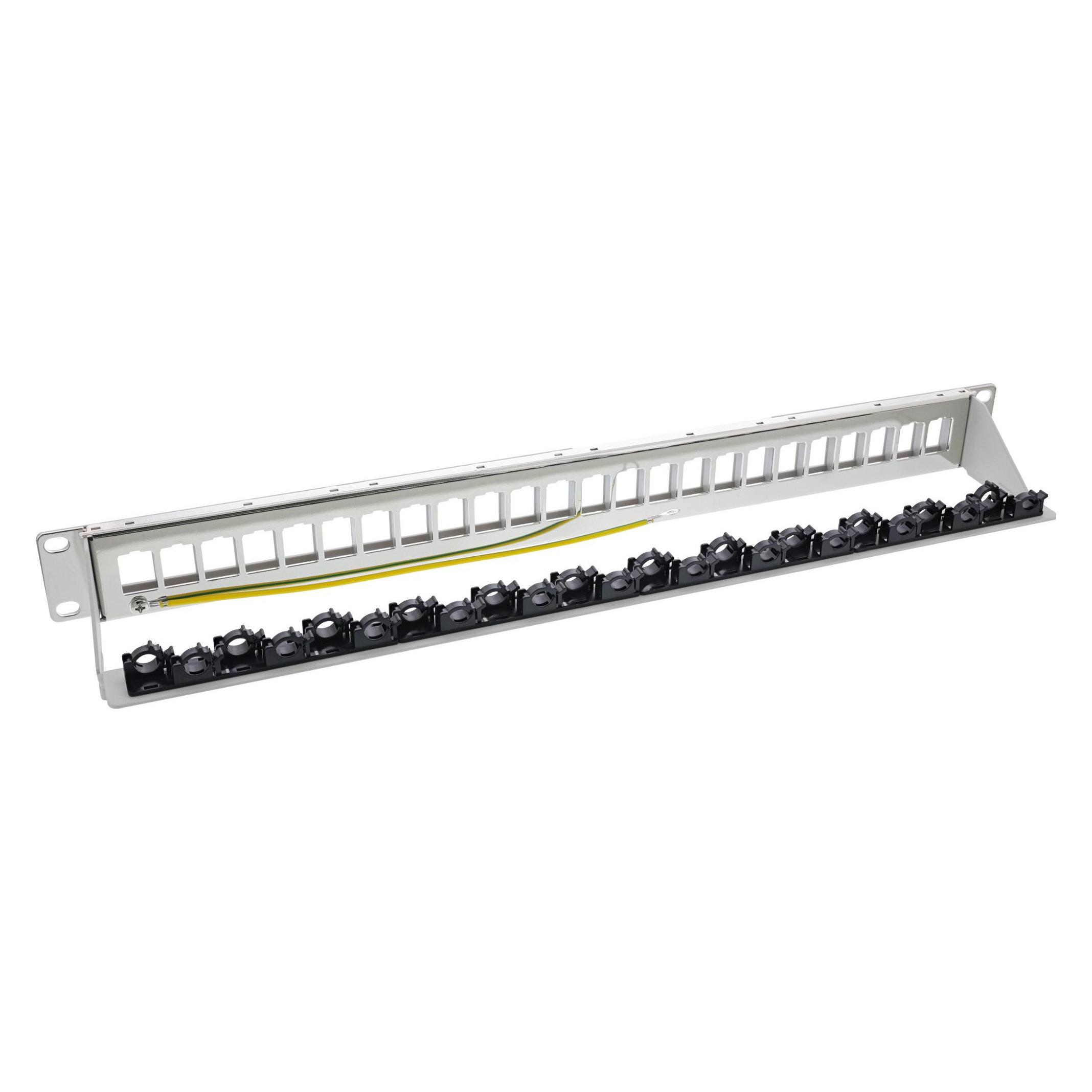 InLine Patchfeld 24-fach, Keystone Leerblech Patchpanel, 19", 1HE, lichtgrau RAL7035 (76824O)