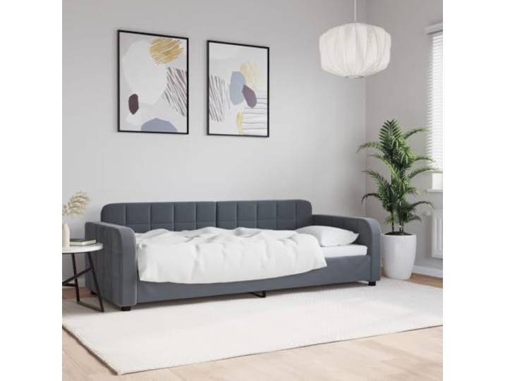 WDGJJFECNMUEHI Samt 2 in 1 Tagesbett Schlafsofa Gästebett Grau 80x200 cm Tagesbett Dunkelgrau 80x200 cm Samt Schlafsofa Gästebett mit Massivholz Gestell Metall Sofa Bett 2 in 1 Tagesbett mit