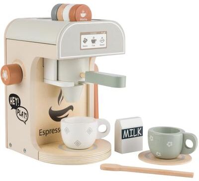 Hey! Play! Hey Play Wooden Toy Coffee Maker for Kids - 11PC Kids Kitchen Playset with Coffee Machine Toy
