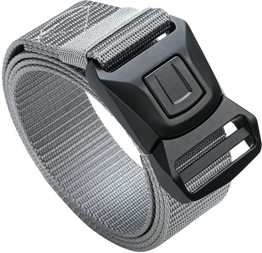 INF Ceinture auto-boucle en nylon - Ceinture tactique résistante à la déchirure avec boucle automatique sans dents, 130cm x Gris