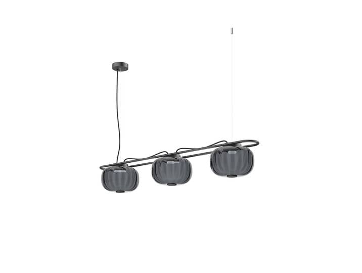 Suspension triple en verre opale, gris L:110cm
