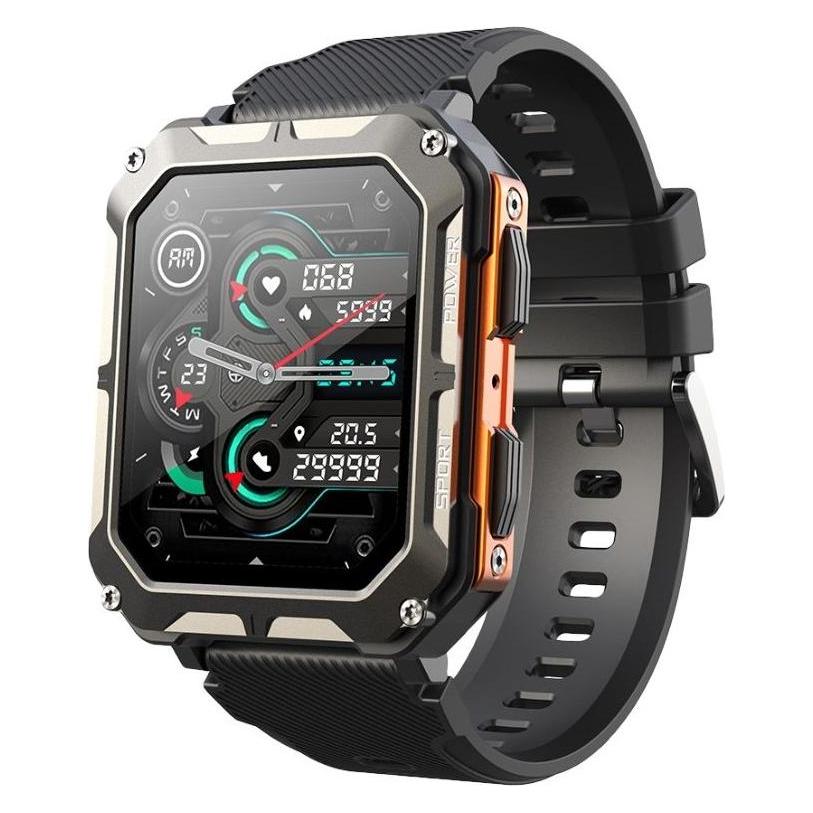 Rubicon Herren-Smartwatch RNCF27 SCHWARZ/ORANGE (43 mm, Schwarz, ohne SIM) (13692402)