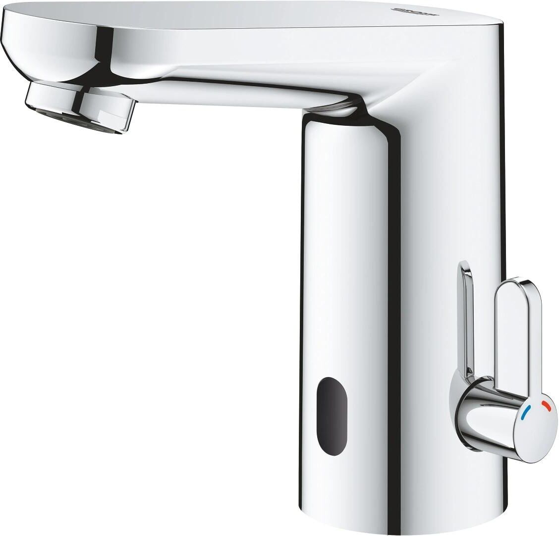 Waschtischarmatur GROHE "mit Infrarot-Elektronik Get E", silber (silberfarben), Messing, Armaturen, Waschtischarmatur silberfarben Einheitsgröße