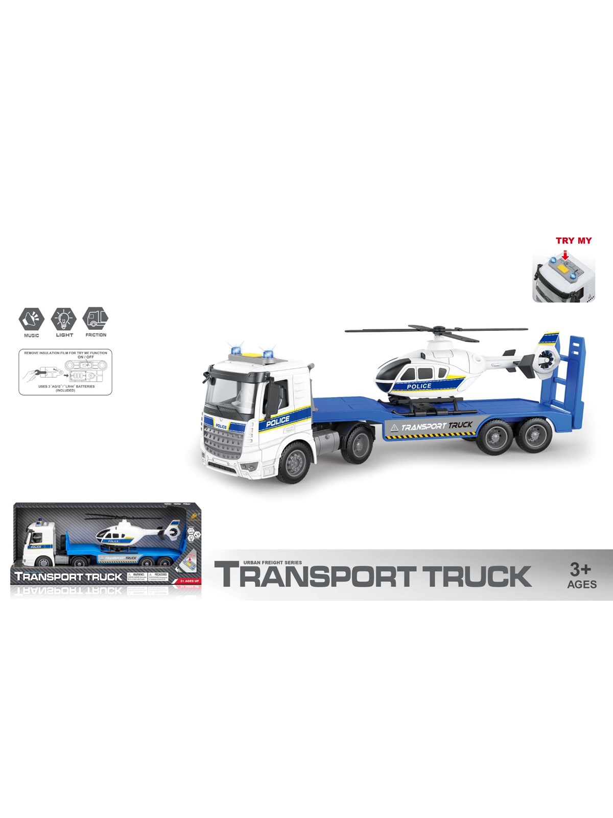 Masen Transportbil m/lys lyd & helikopter