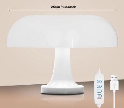 Inspired Finds Minimalist Modern Orange Mushroom Table Lamp Danish Designer Style white Usb Plug 9.84in