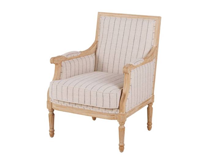 Fauteuil effet lin motifs à rayures beiges