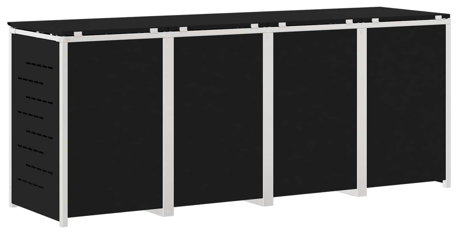 Mülltonnenbox for 4 Bins 240L Edelstahl Schwarz